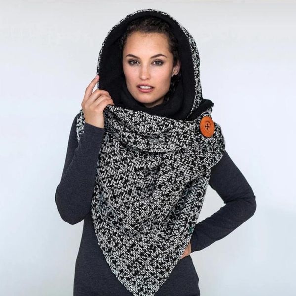 

scarves winter scarf fashion women warmer bib neck printing button soft wrap casual warm cotton shawls, Blue;gray