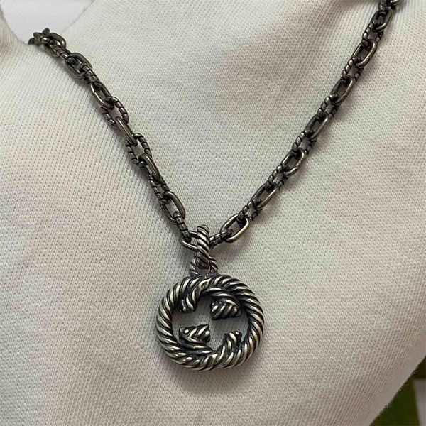 

gift box necklace s925 silver old engraved men's and women's couple's clavicle chain