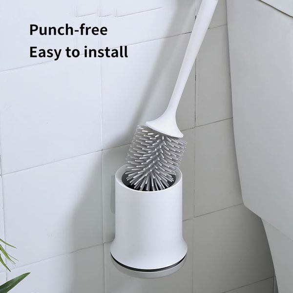 

bath accessory set bathroom black toilet brush soft tpr silicone head no dead corners home floor-standing cleaning brushes wc accessories