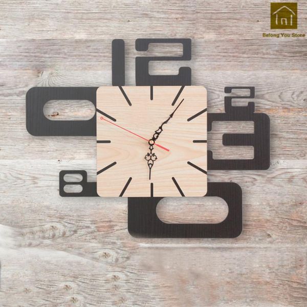 

wall clocks abstract creative wooden clock craft slient watch circular home decor en bois modern decorative tools wkp083