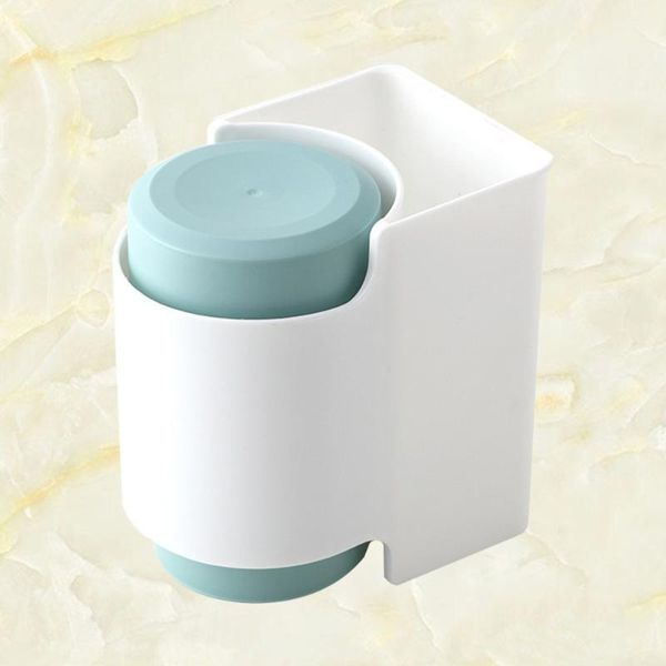 

wall washing draining rack toothbrush storage holder stand with cup (blue) bath accessory set