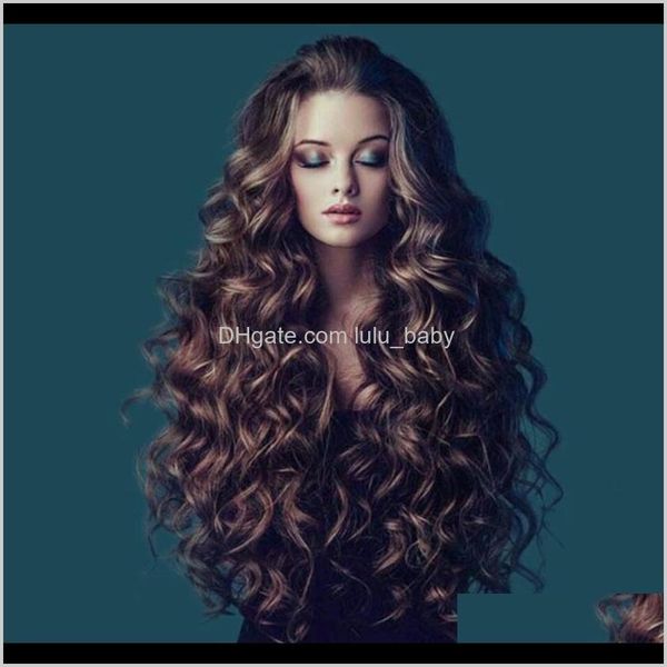 Zhifan Natural Waves Stili ricci biondi 26inch lunghi capelli ondulati Bangs Medium SMHW4 parrucche sintetiche WekDC