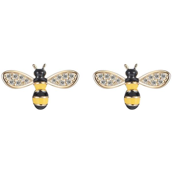 

stud 14k gold jewelry real cute honeybee earrings for women designer gift anillos mujer, Golden;silver