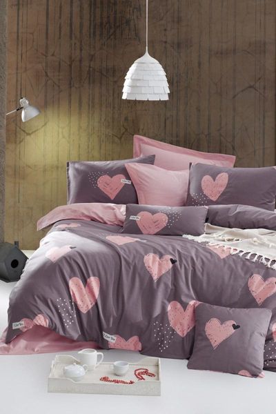

100% natural cotton double duvet cover set jana dried rose ep-019094 bedding sets