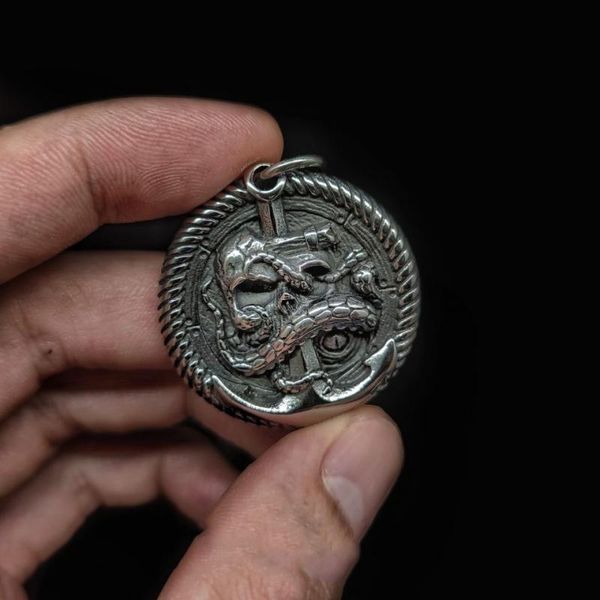 

chains norwegian sea monster pendant necklace anchor men's nightclub style personality retro accessories, Silver