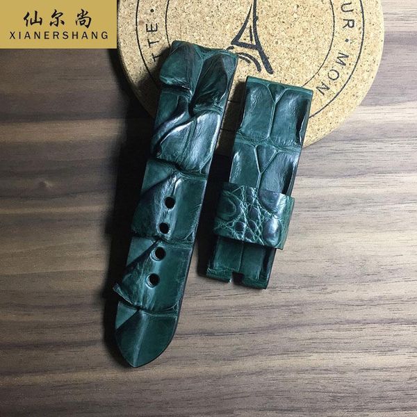 

watch bands crocodile back bone skin watchbands men women custom handmade strap alligator band 20mm 22mm 24mm genuine leather belt, Black;brown