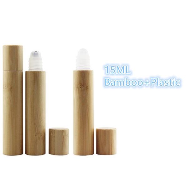 

storage bottles & jars 15ml empty cosmetic bamboo wood perfume roll on bottle plastic stainless essential oil roller