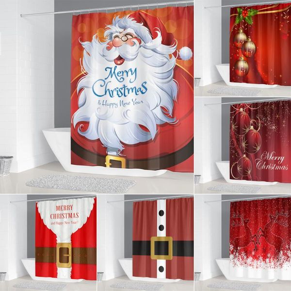 

merry christmas shower curtains bathroom curtain santa claus elk waterproof polyester fabric bathtub screen happy year gift