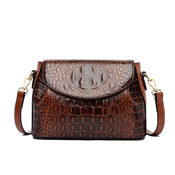 

fashion ladies shoulder bag head layer cowhide crocodile pattern female designer luxury travelling 2021 bags