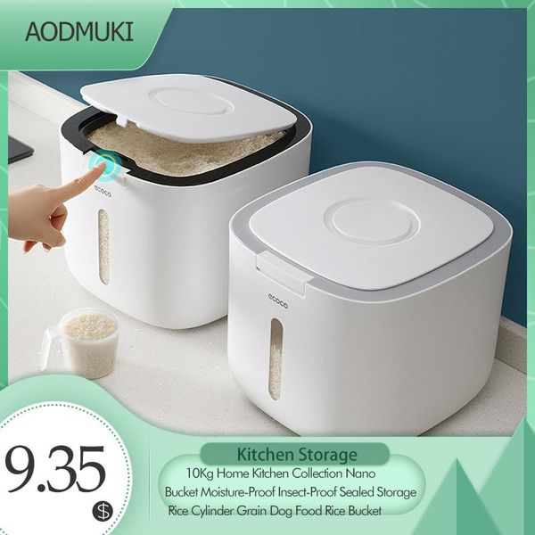 

10kg home kitchen collection nano bucket moisture-proof insect-proof sealed storage rice cylinder grain dog bottles & jars
