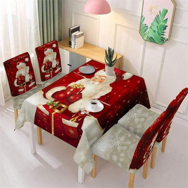 

chair covers table cloth cover set christmas cartoon snowman print rectangular tablecloth seat for home restaurant deco