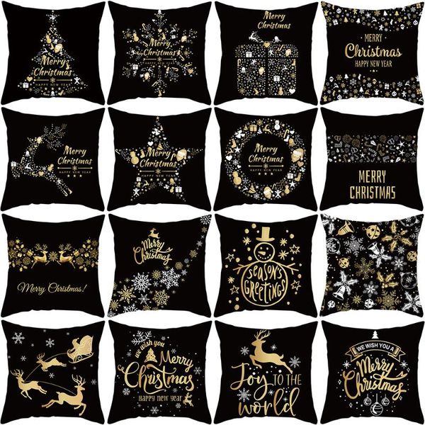 

cushion/decorative pillow black christmas tree printed cushion covers 45*45cm cover pillowcases sofa cushions cases polyester home decor