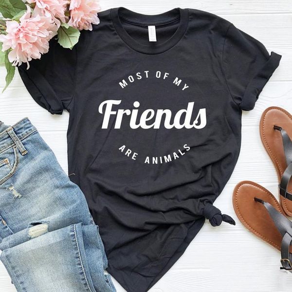 

women's t-shirt kaixiaz most of my friends are animals cat dog mom mama tshirt harajuku women shirt cotton funny letter short sleeve, White