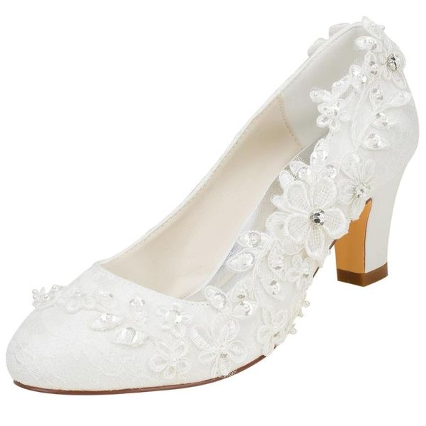 

dress shoes block heel round toe satin lace wedding chunky mid evening, Black