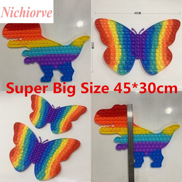 

45cmx30cm super big size fidget toy rainbow dinosaur butterfly push bubble toys stress relief autism needs kids gifts
