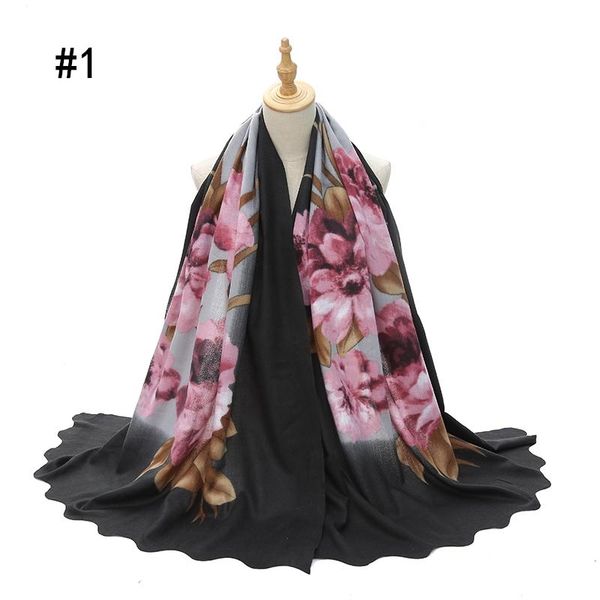

big size women flower printing scarves winter cashmere shawl cotton hijab fashion muslim head scarf fast, Blue;gray