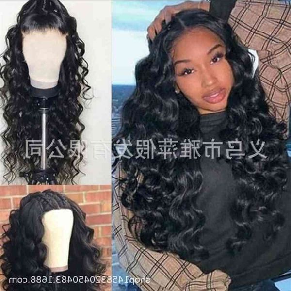 

women's long curly new chemical fiber wig, Black