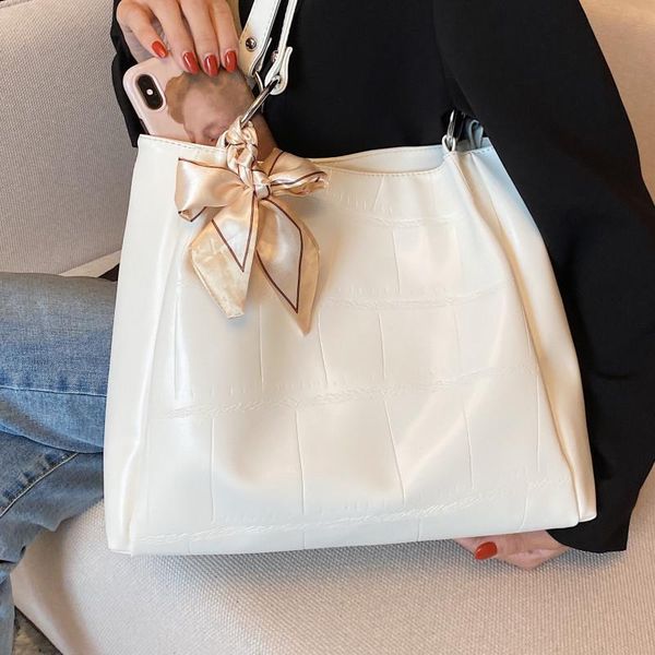 

evening bags big white tote for women luxury soft leather shoulder bag large capacity shopper ladies brand design plaid handbags sac