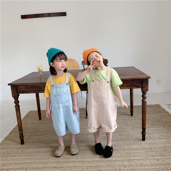 

style girls denim overall summer pants kids clothes 2-7 years jumpsuits, Blue