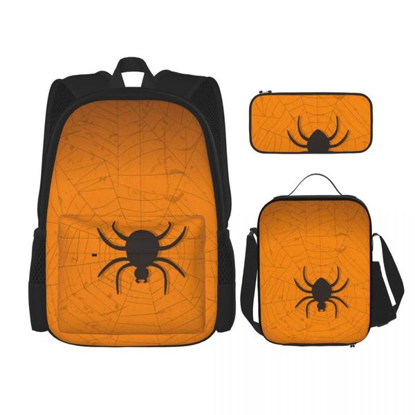 

backpack 3 set 2021 funny cobweb shoulder bags school bag mochilas student