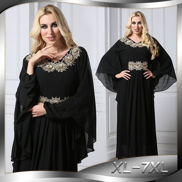 

fashion decal malaysia arab muslim robe large bat long sleeve dress women's 9043, Black;gray