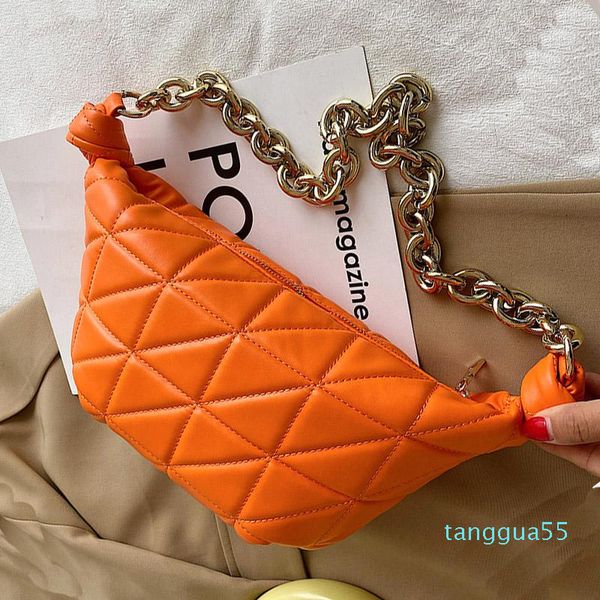 

evening bags thick gold chain single shoulder handbags women brand design quilted half moon bag luxury fashion clutchces