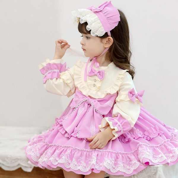

girl's dresses little girls long sleeve vintage lolita princess dress baby girl year party christmas vestidos infant spanish, Red;yellow
