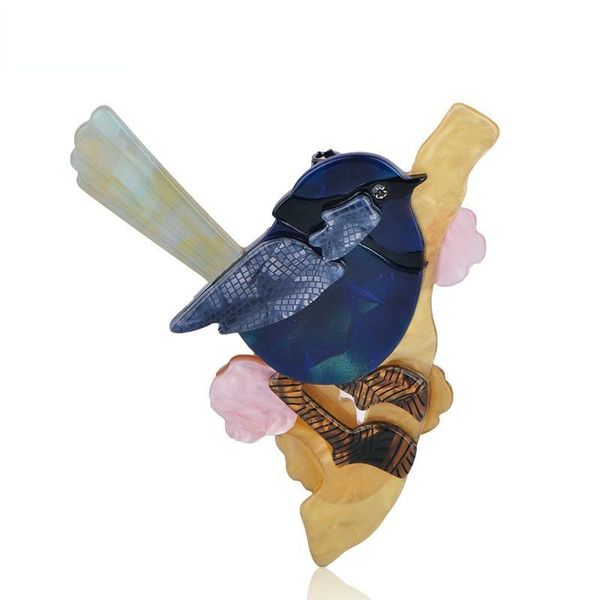 

pins, brooches madrry latest blue magpie shape colorful texture acrylic jewelry women children corsage pin scarf suit crystal brooch, Gray