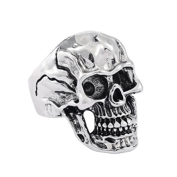 

cluster rings mens gothic silver color skull ring punk retro horror crack aesthetic accessories jewelry for man woman, Golden;silver