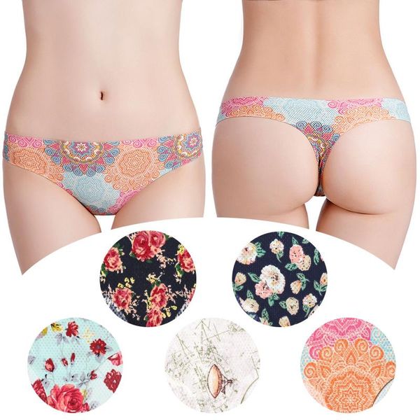 

women's underwear seamless breathable chinese low-rise cotton high-stretch printed t-shaped panties thong yoga outfit