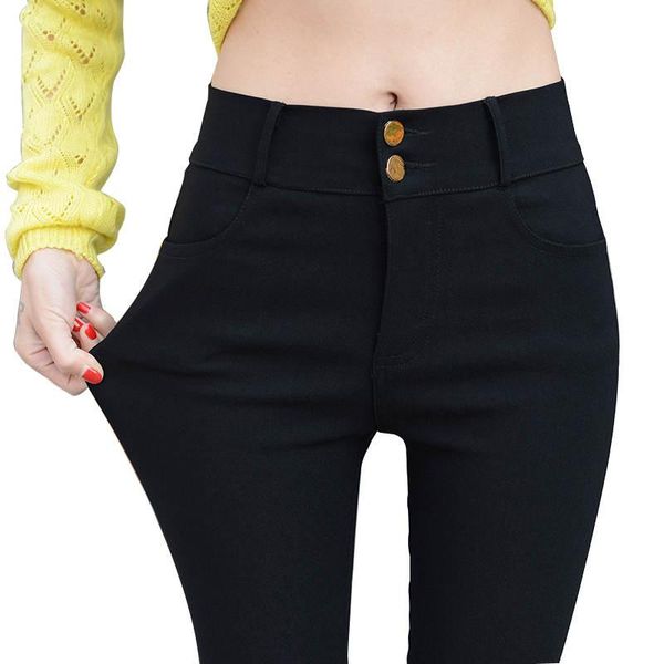 

women's leggings spring summer black high waist thin women plus size s-4xl slim trousers stretch skinny long pencil pants c7441