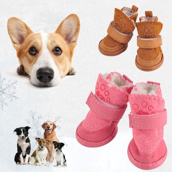 

dog apparel cute soft bottom comfortable non-slip winter shoes waterproof for small dogs pet warm brown pink snow boots pet's favorite