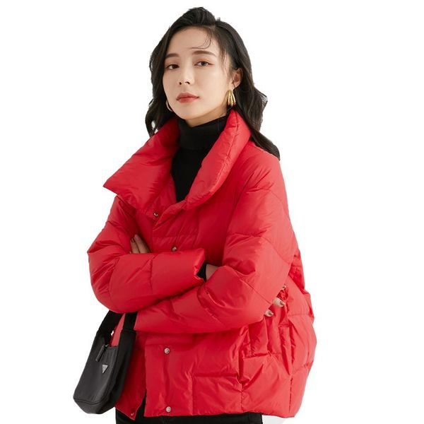 

men's down & parkas selling short white duck pure color high neck long sleeve bread dress for ladies jacket, Black