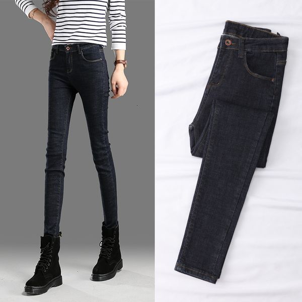

women's jeans ff8111 autumn winter women fashion casual denim pants high waist jeans streetwear lwvs, Blue