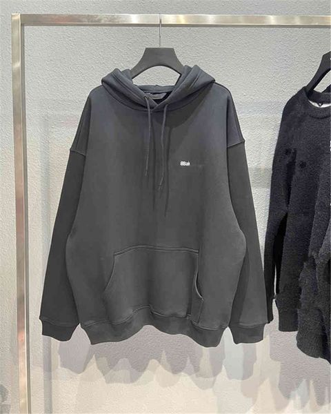 

men's hoodies & sweatshirts high version autumn winter small embroidery bb print fleece ins fashion couple sweater k1x6, Black
