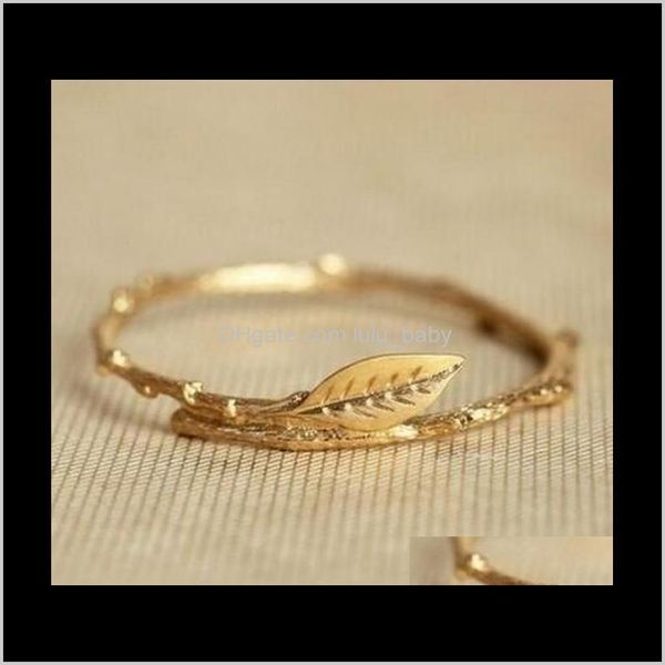 Novlty Friends Bohemian Boho Jóias Folhas de árvore Anel dedo do pé com folha de louro Ouro 18K Cq419 Dli2J