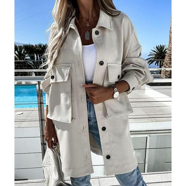 

fashion turn down collar jackets women elegant single breasted pockets coats safari style long ladies women's, Black;brown