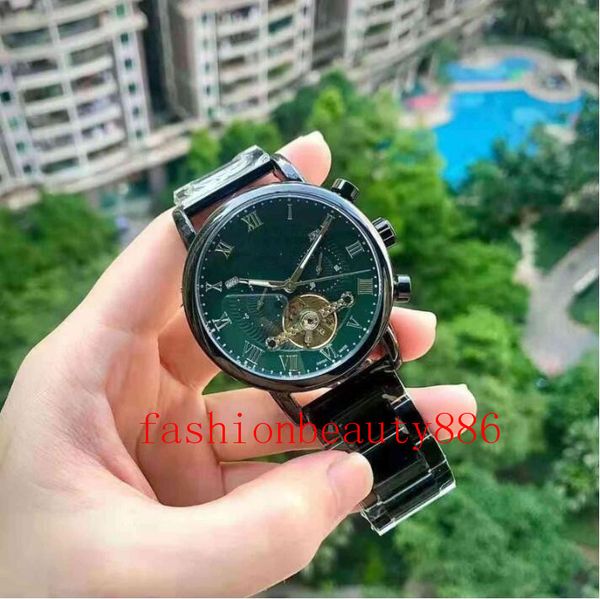 

baidatuo flywheel mechanical watch steel shell men's elegant temperament watch, Slivery;brown