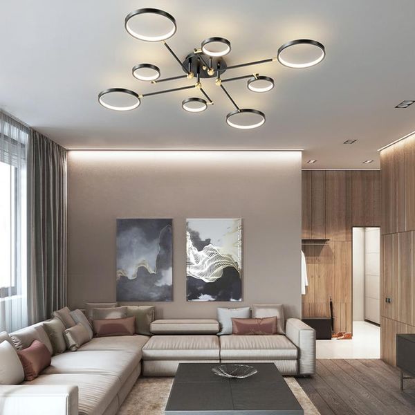 

modern nordic led chandelier lighting for living room bedroom aluminum circle lights interior design engineering chandeliers