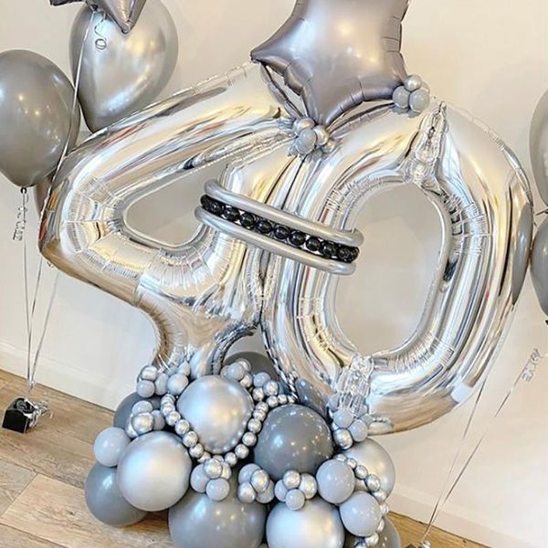 

party decoration 54/65pcs 32inch gold silver foil number balloons sets star heart helium balloon birthday wedding globos