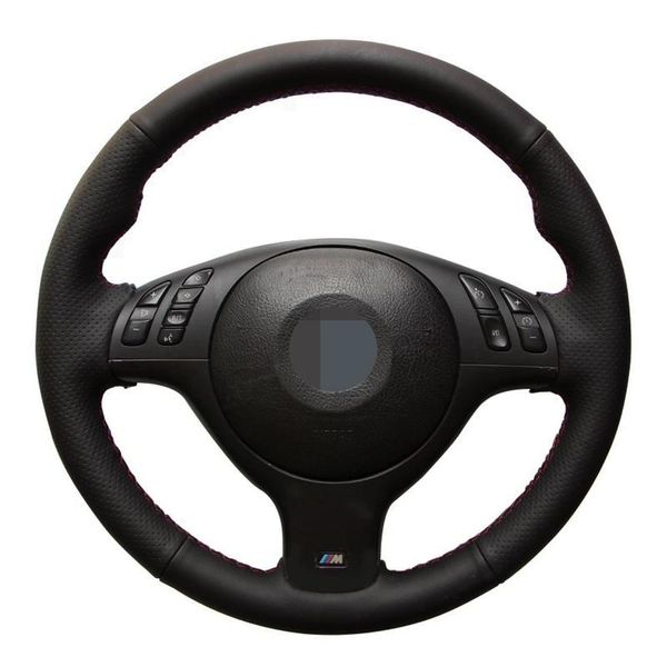

steering wheel covers car cover hand-stitched soft black artificial leather for e46 e39 330i 540i 525i 530i 330ci m3 2001-2003