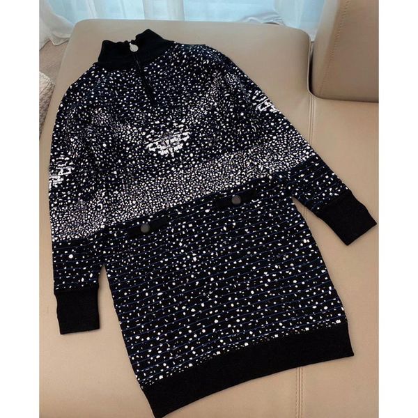 

casual dresses 10.28 starry sky letter print turtleneck zipper wool blend knitted dress women comfortable slim fashion style, Black;gray