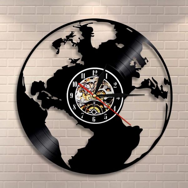 

globe map ecofriendly home wall decorgift for teachers earth day record clock save the world clocks