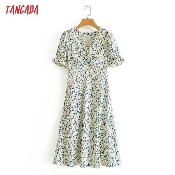 

tangada sundress women leaves print dress v neck side zipper short sleeve office ladies midi dress 3a94 210609, Black;gray