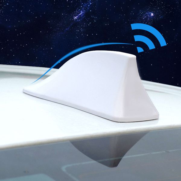 

10pcs wholesale universal car roof white shark fin antenna cover am fm radio signal aerial adhesive tape base fits most auto cars suv truck