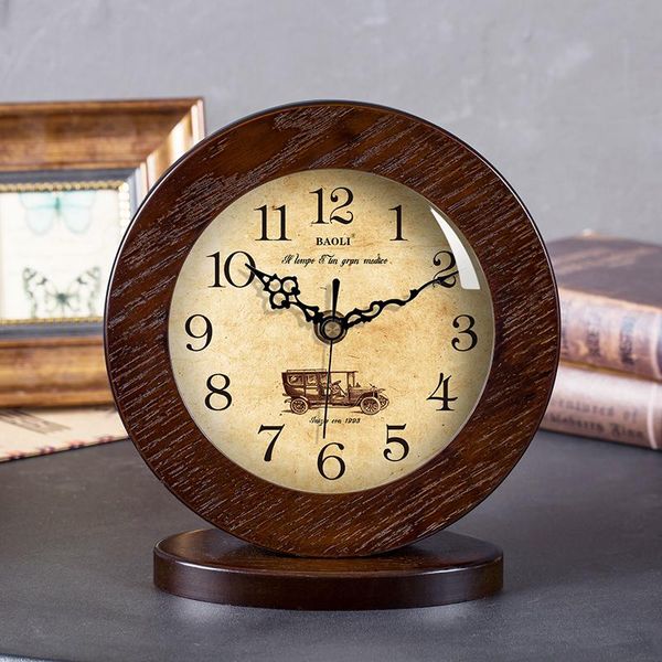 

desk & table clocks living room european wood clock home decoration mute modern bedroom office deskgift wf