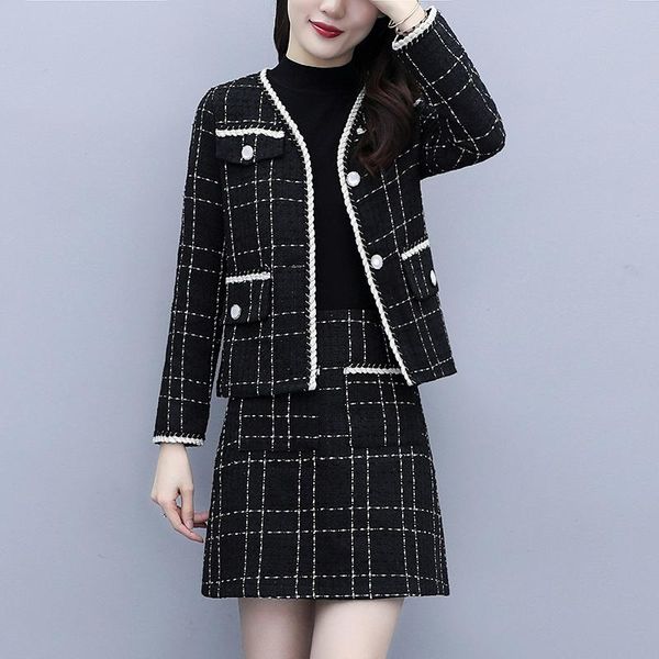 

women's tracksuits 2021 spring and autumn fashion all-match age-reducing jacket + thin a-line skirt two-piece suit, Gray
