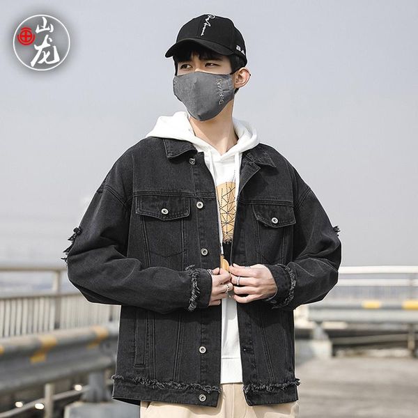 

men's jackets black jacket men style buttons fashion coat conventional for streetwear denim clothing bg50js, Black;brown