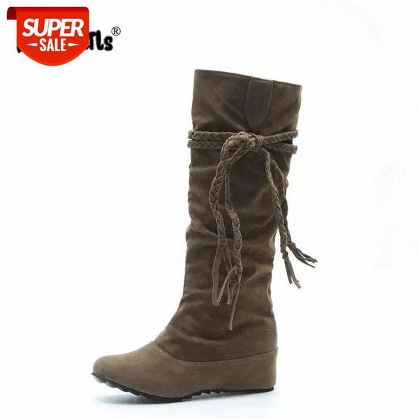 

dijigirls new women boots autumn winter fringe half knee high boots ladies tassel fleece shoes plus size 35-43 #od26, Black