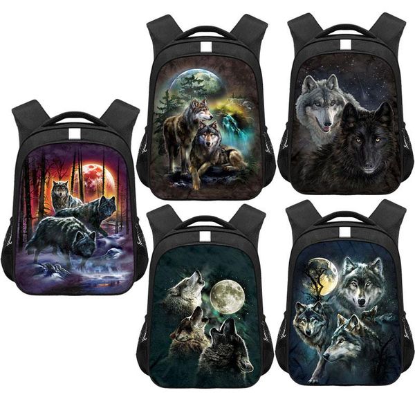 

backpack cool wolf school for girls boys children book bag animal tiger print man travel student canvas